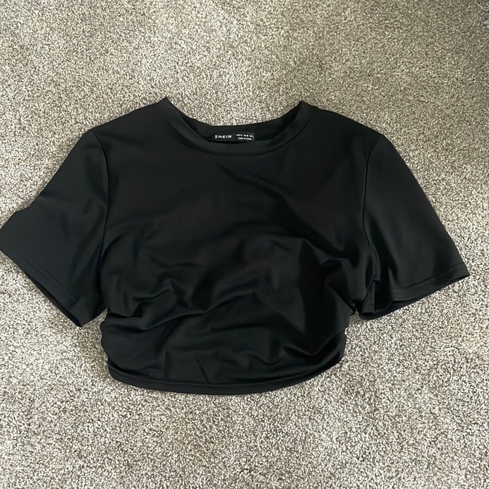 Shein black backless tie top